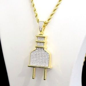 Accessories - 14k Gold Finish Lab Diamond PLUG Charm Chain Accessories - 14k Gold Finish Lab Diamond PLUG Charm Chain